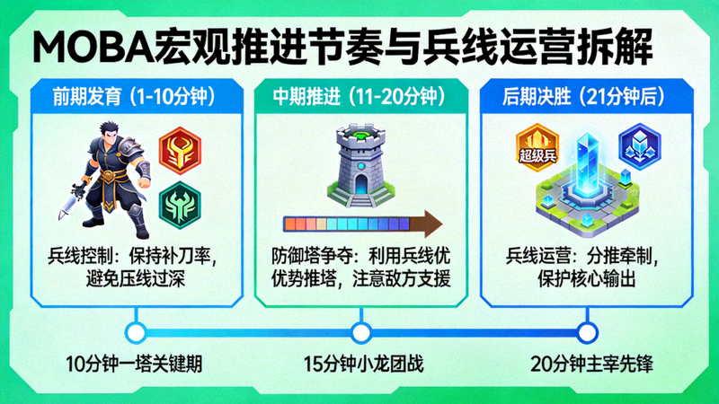 MOBA宏观推进节奏与兵线运营拆解配图