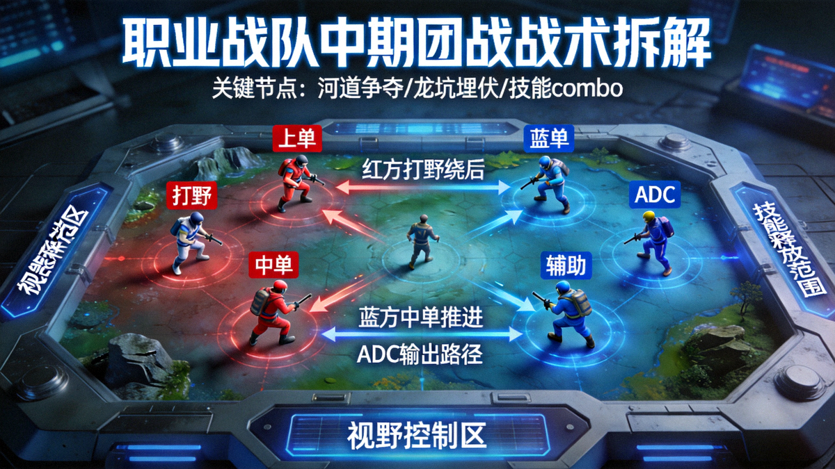 职业战队中期团战战术动态拆解沙盘演示画面